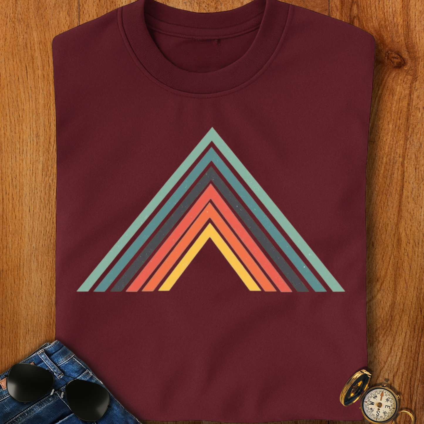 Abstract Mountain with Lines Camping T-Shirt