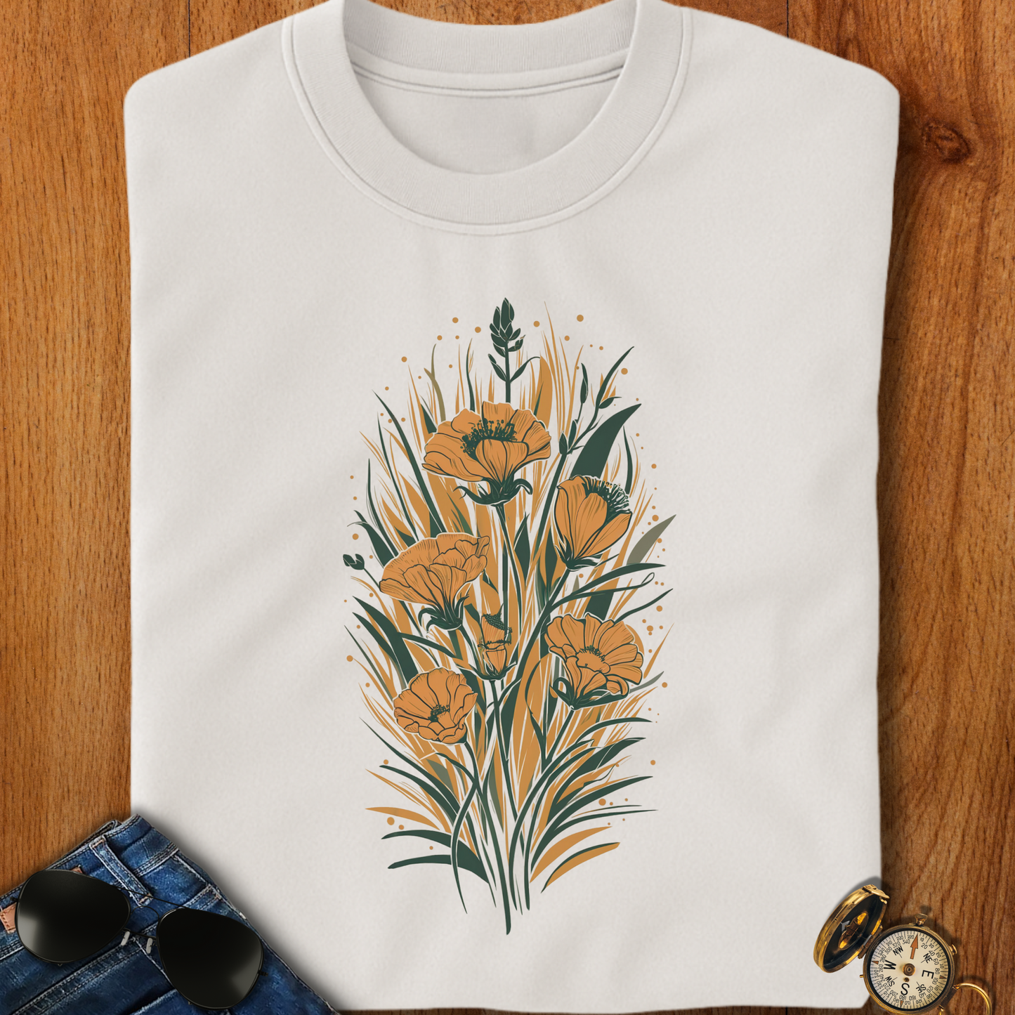 Golden Flowers Camping T-Shirt