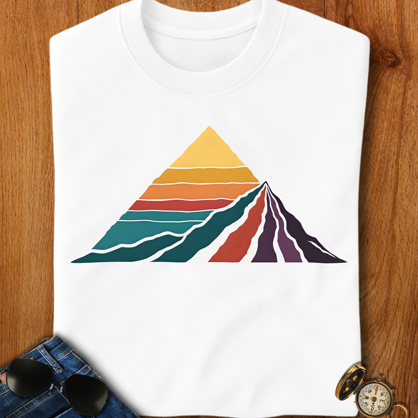 Retro Colored Mountains Trekking T-Shirt
