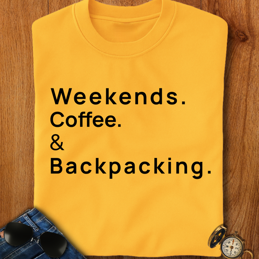 Weekends Coffee and Backpacking Camping T-Shirt