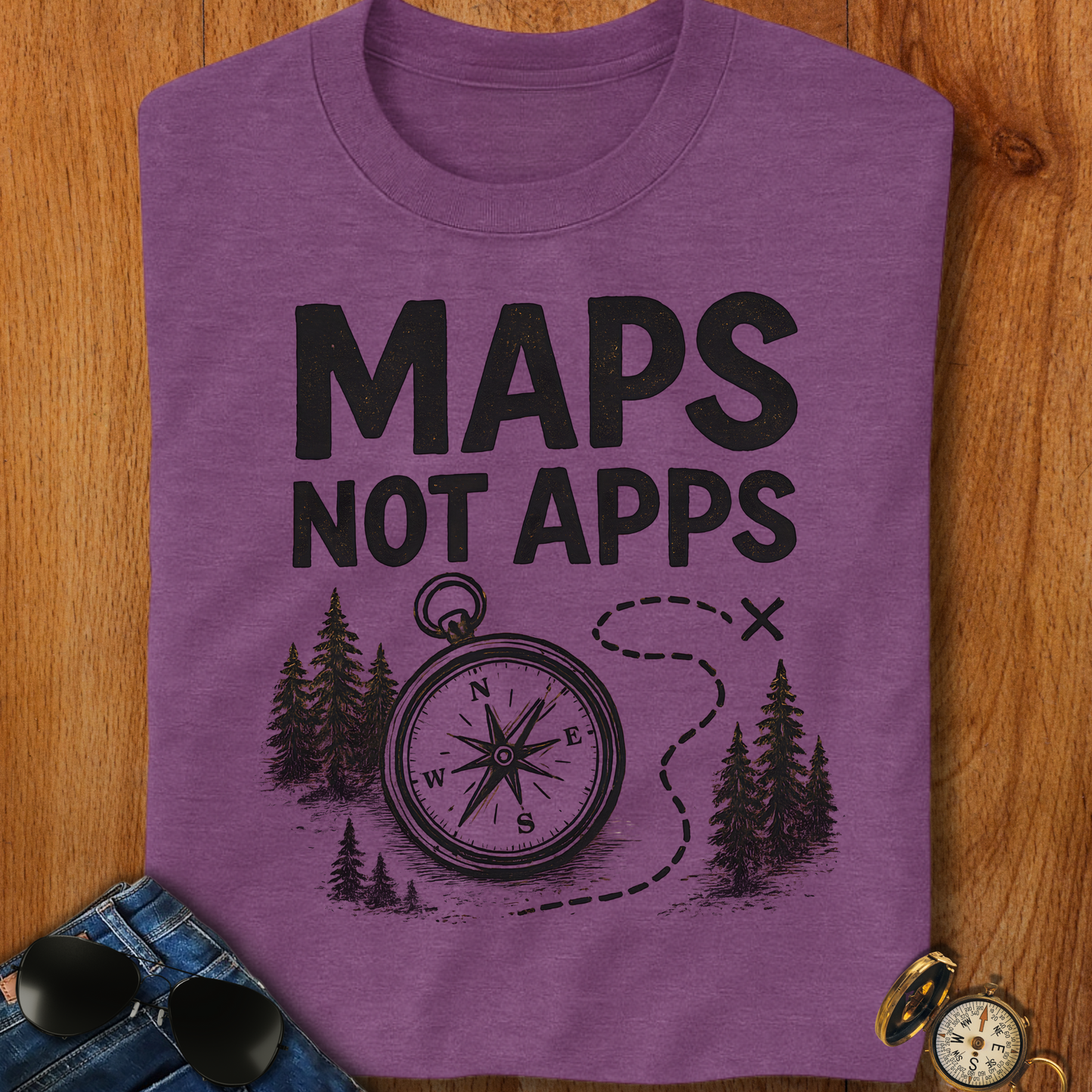 Maps not Apps Backpacking T-Shirt