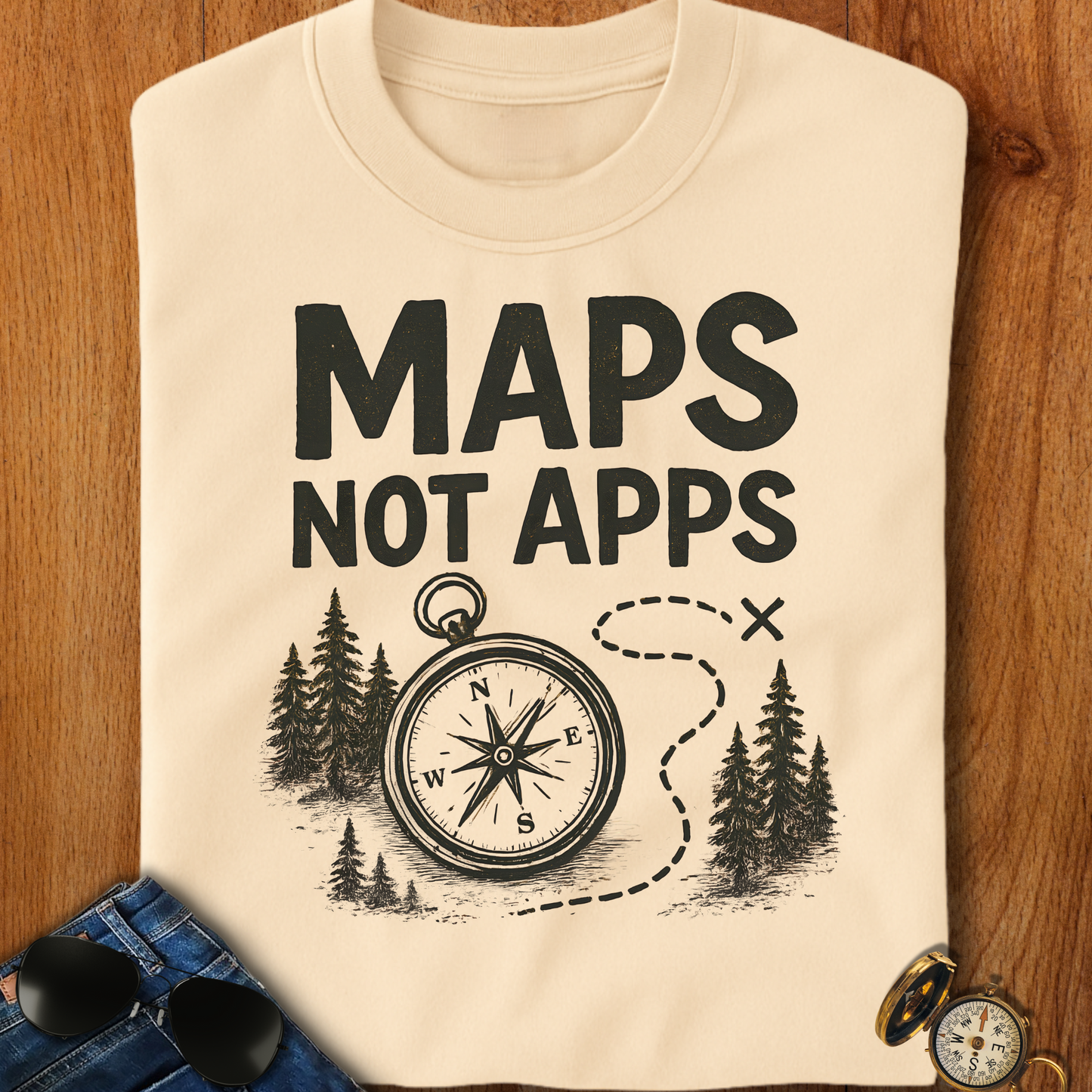 Maps not Apps Backpacking T-Shirt