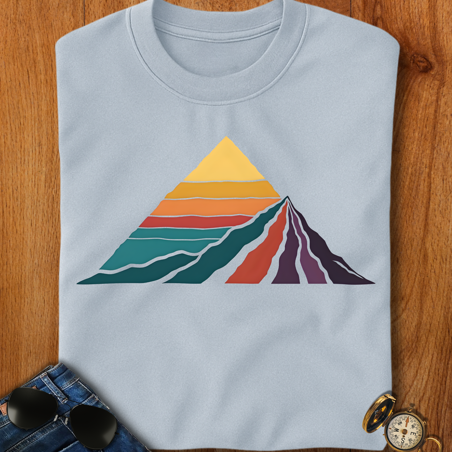 Retro Colored Mountains Trekking T-Shirt