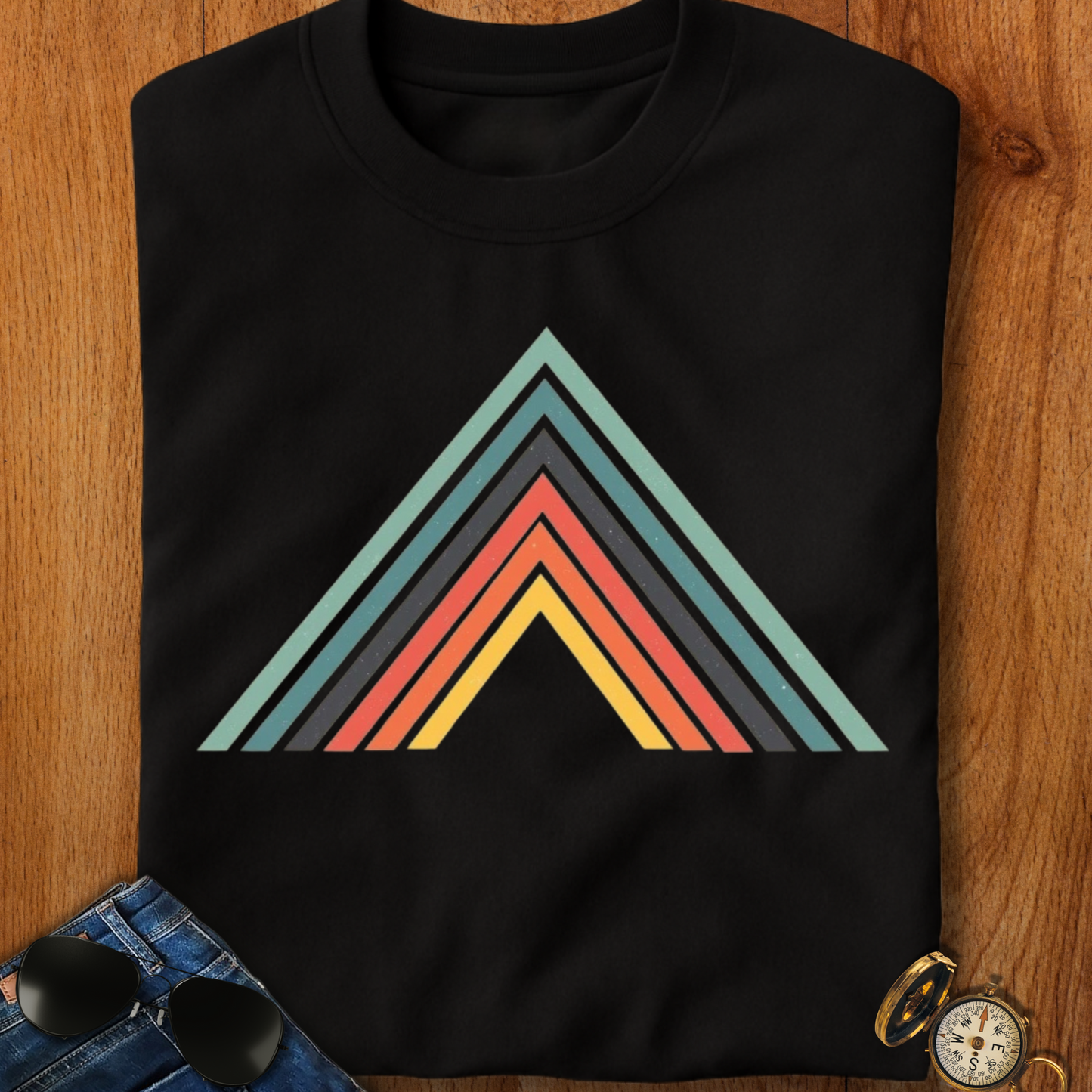 Abstract Mountain with Lines Camping T-Shirt