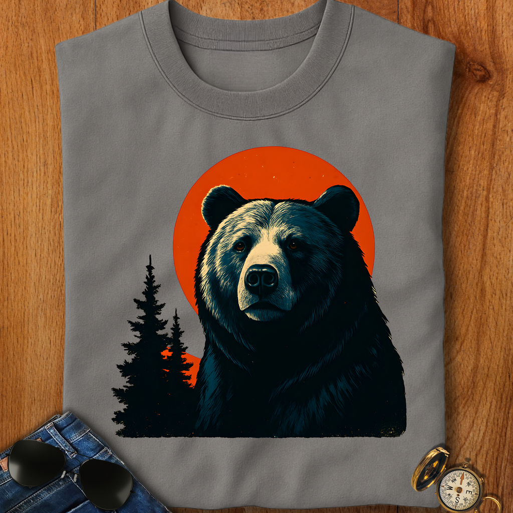 Majestic Retro Bear Camping T-Shirt