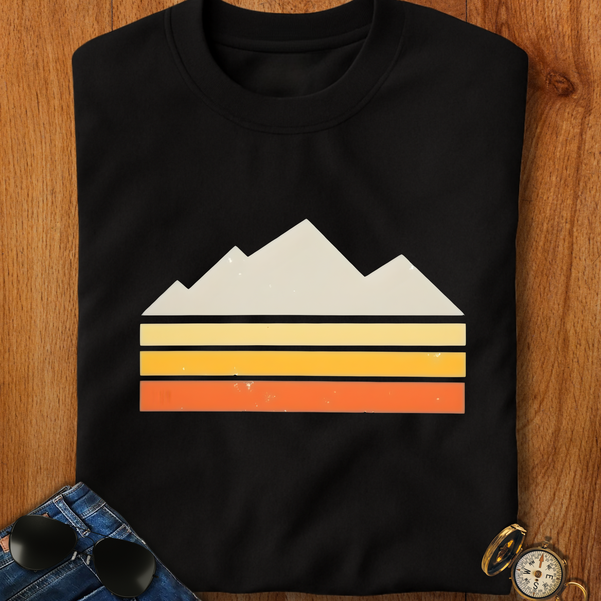 Abstract Retro Mountain Backpacking T-Shirt