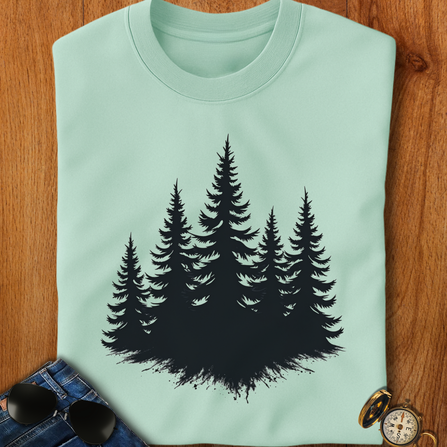 Distressed Pine Camping T-Shirt