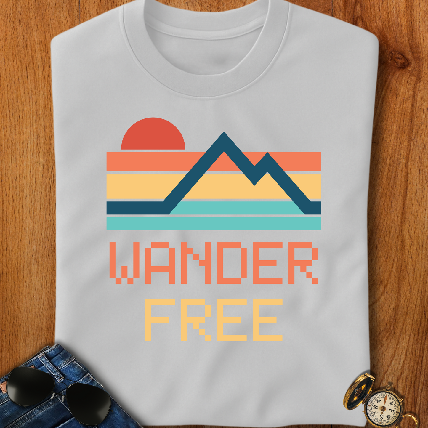 Wander Free Retro Camping, Hiking, Backpacking T-Shirt