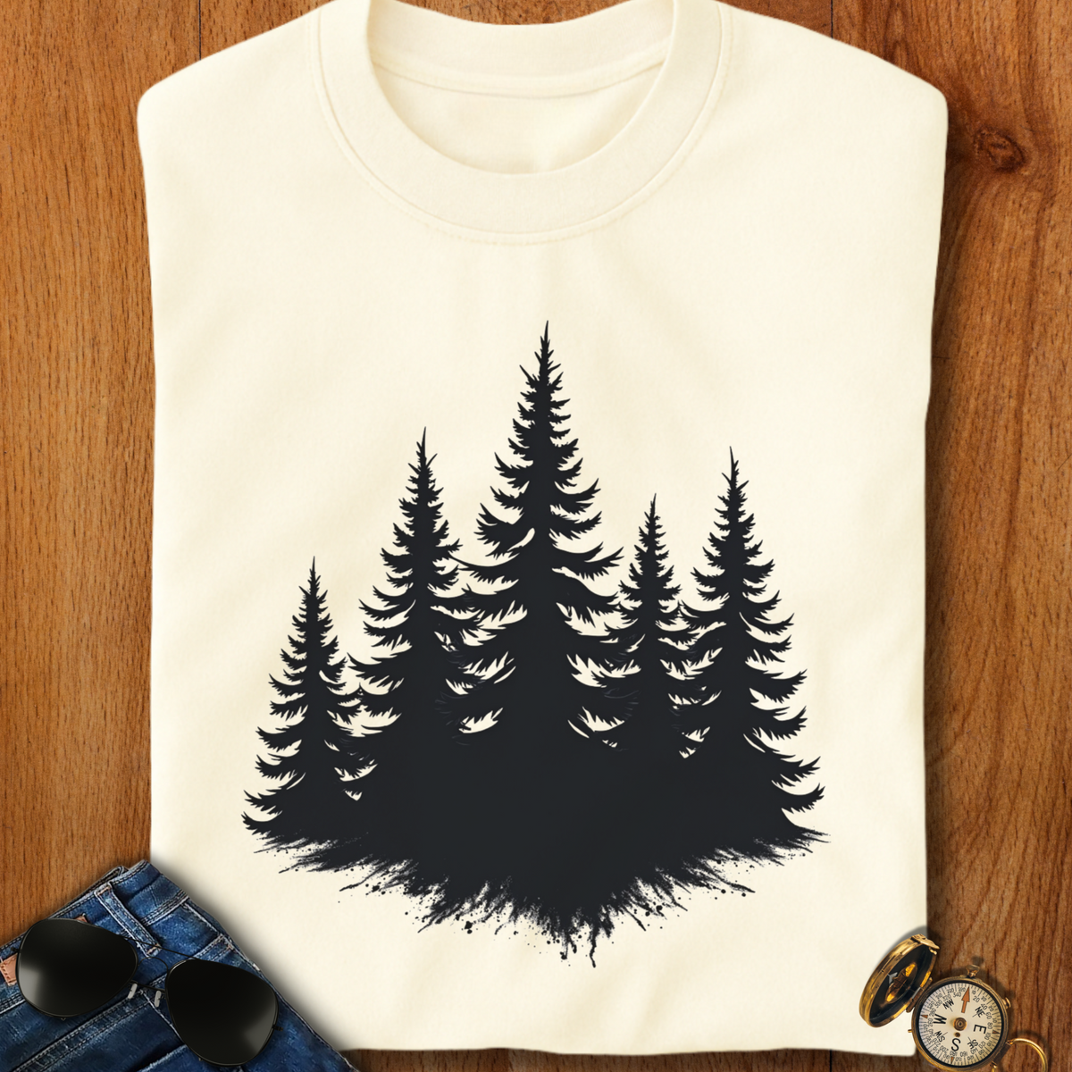 Distressed Pine Camping T-Shirt