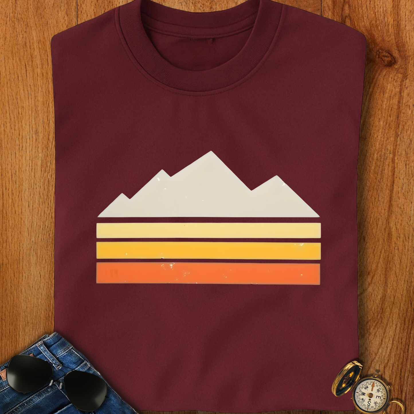 Abstract Retro Mountain Backpacking T-Shirt