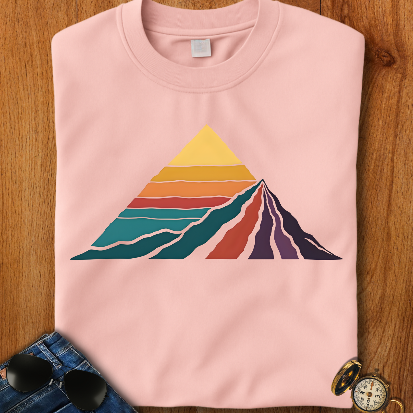 Retro Colored Mountains Trekking T-Shirt