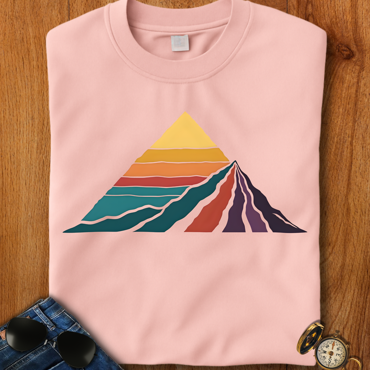 Retro Colored Mountains Trekking T-Shirt