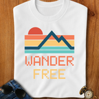 Wander Free Retro Camping, Hiking, Backpacking T-Shirt