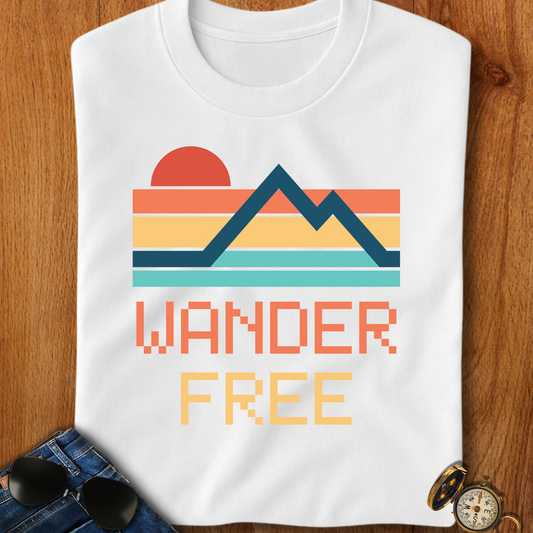 Wander Free Retro Camping, Hiking, Backpacking T-Shirt