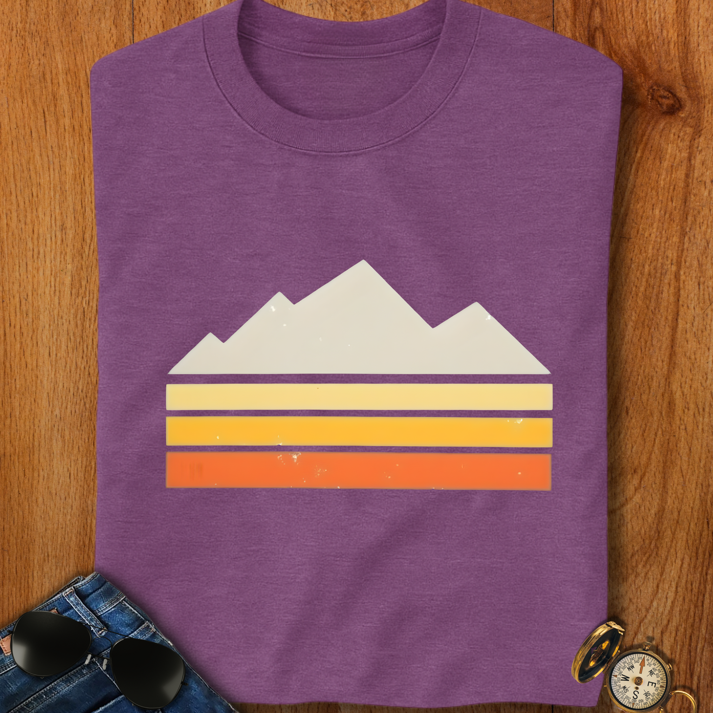 Abstract Retro Mountain Backpacking T-Shirt