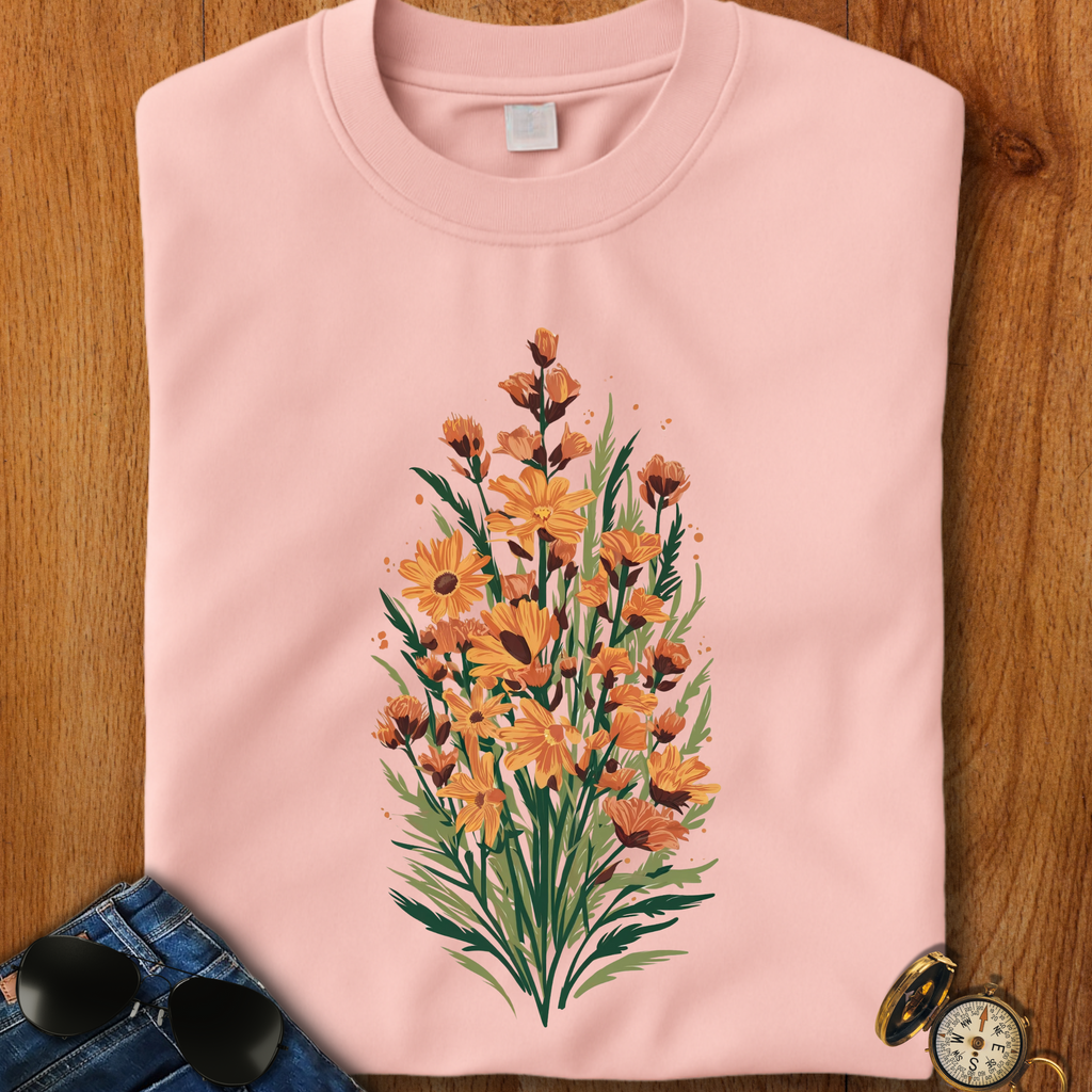 Orange Flowers Camping T-Shirt