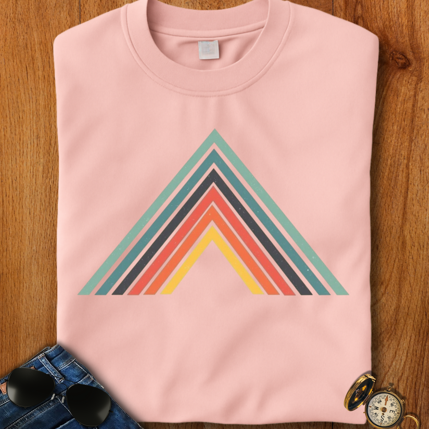 Abstract Mountain with Lines Camping T-Shirt