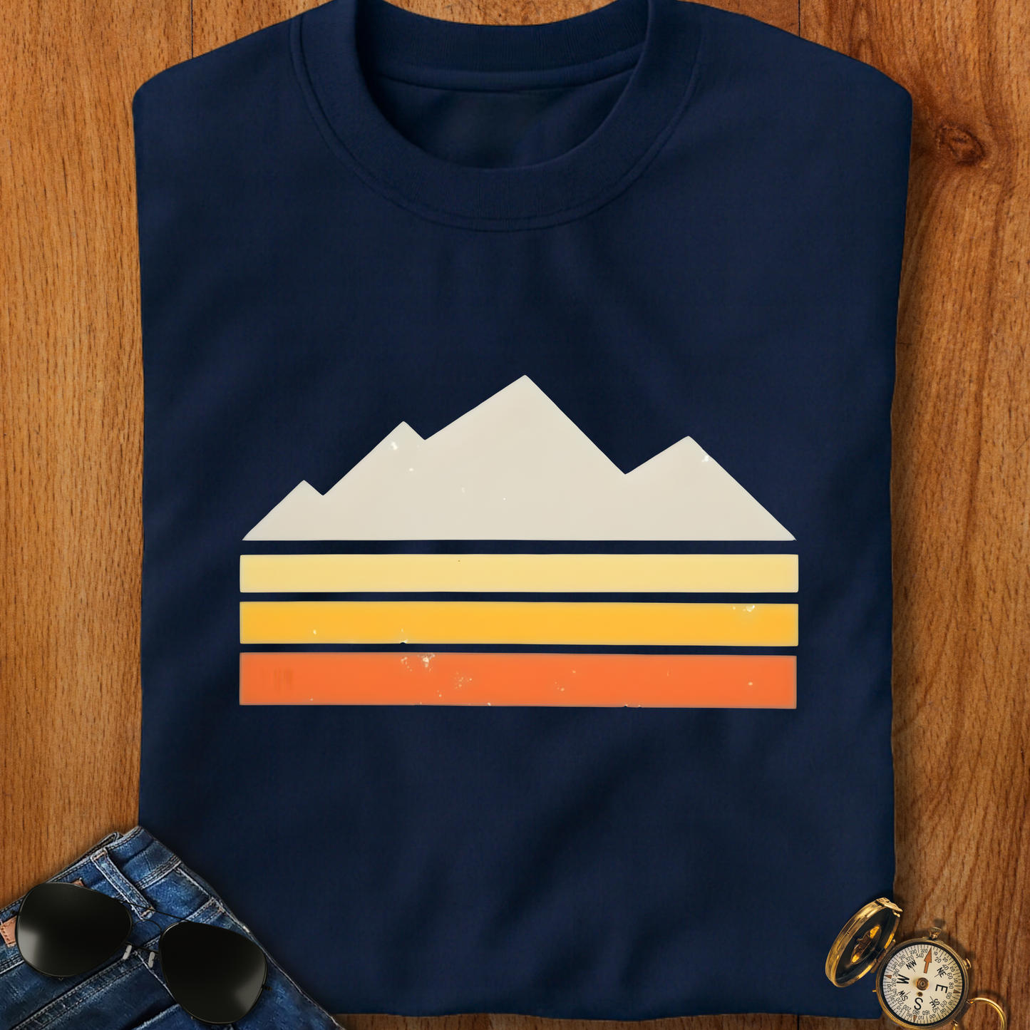 Abstract Retro Mountain Backpacking T-Shirt