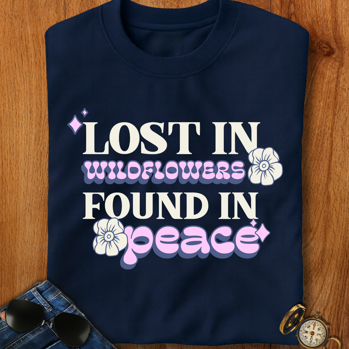 Lost in Wild Flowers, Found in Peace floral T-Shirt