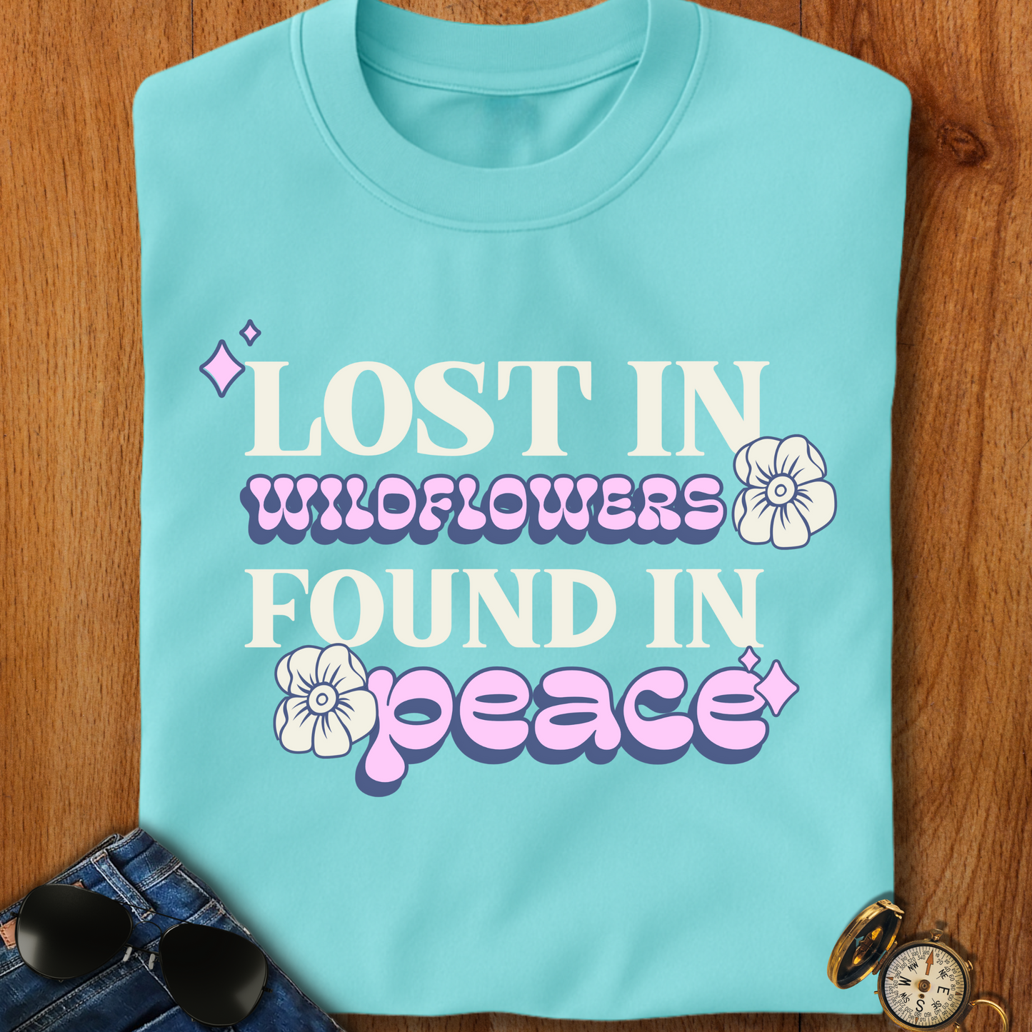 Lost in Wild Flowers, Found in Peace floral T-Shirt
