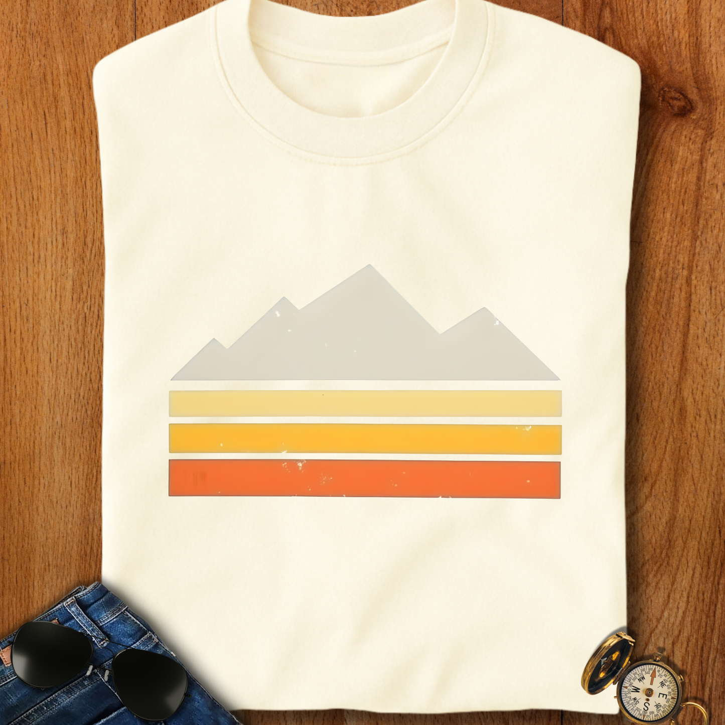 Abstract Retro Mountain Backpacking T-Shirt