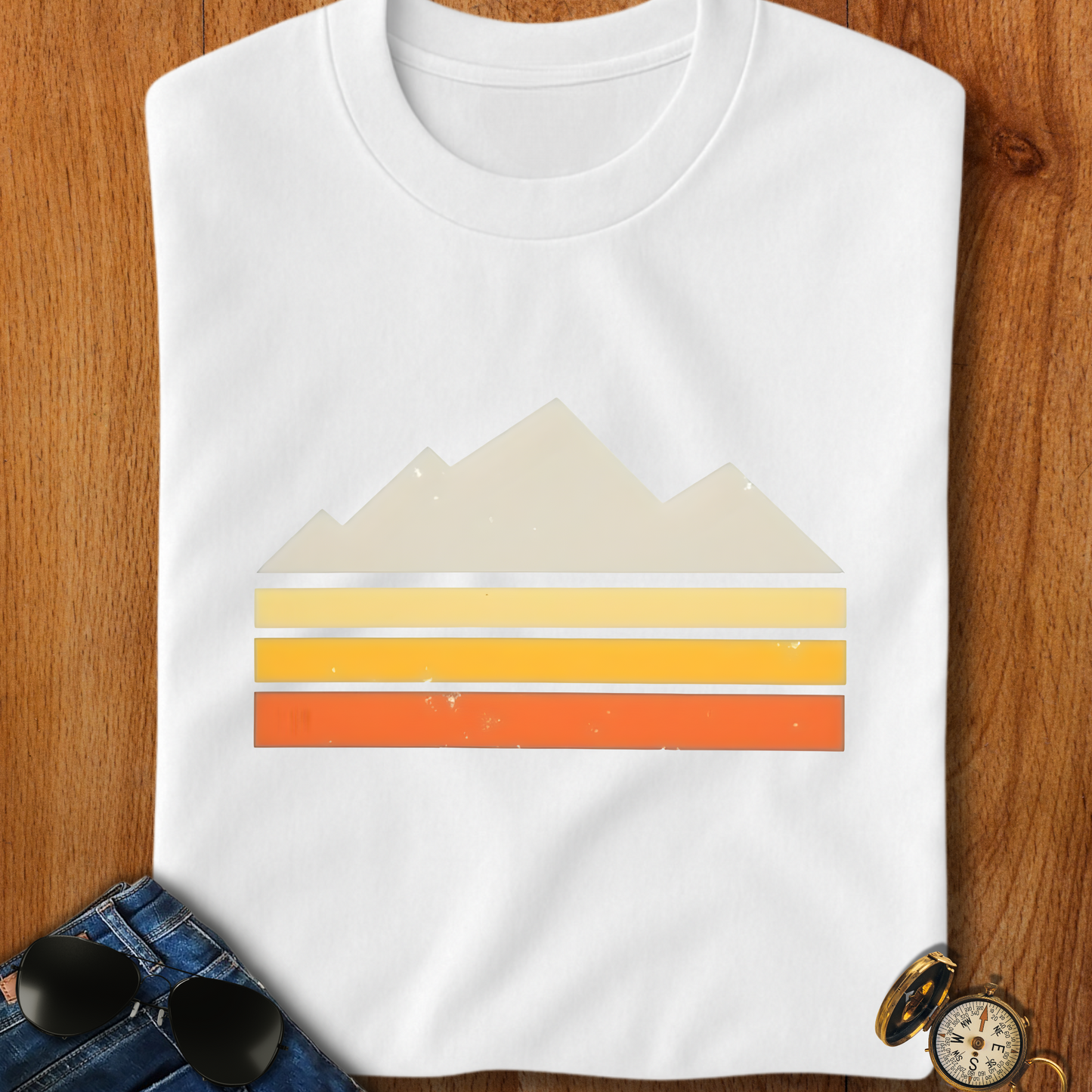Abstract Retro Mountain Backpacking T-Shirt