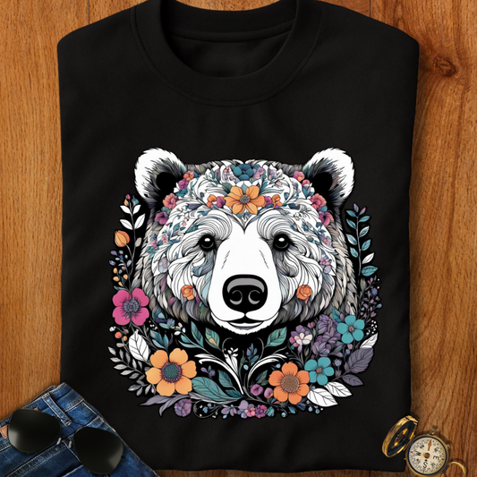 Floral Brown Bear T-Shirt