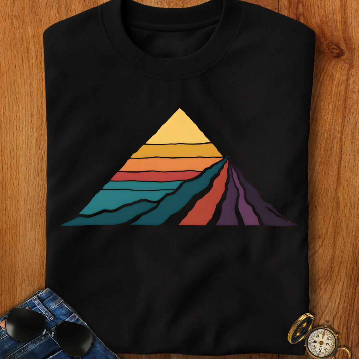 Retro Colored Mountains Trekking T-Shirt