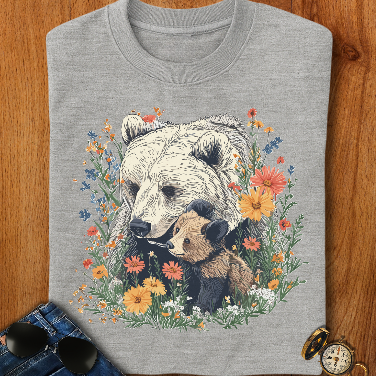 Mama bear and Cub Camping T-Shirt
