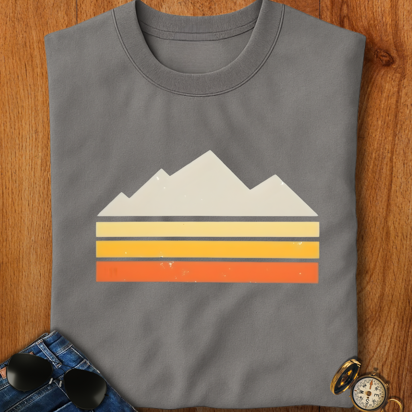 Abstract Retro Mountain Backpacking T-Shirt