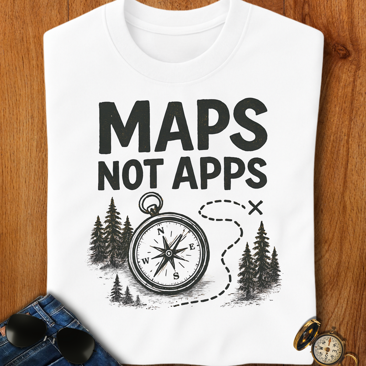 Maps not Apps Backpacking T-Shirt