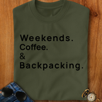 Weekends Coffee and Backpacking Camping T-Shirt