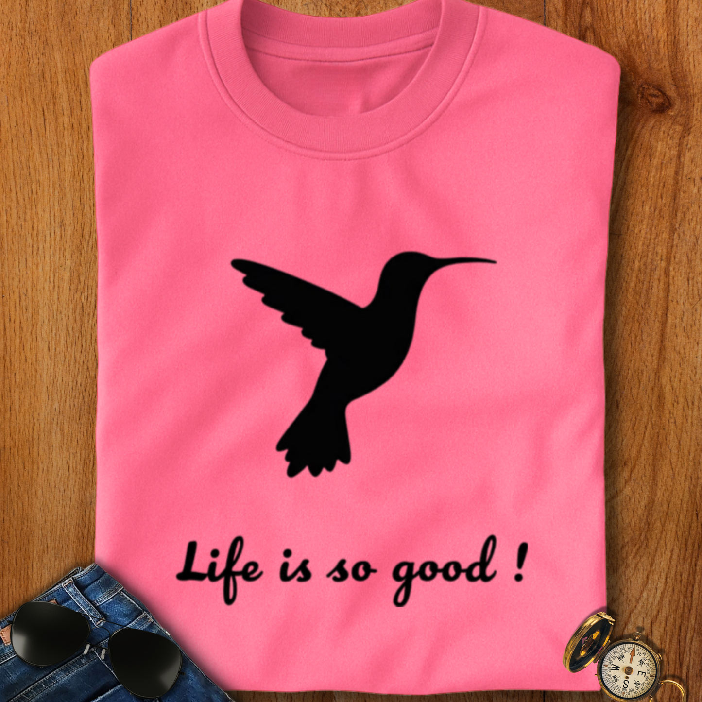 Life is Good Hummingbird Camping T-Shirt