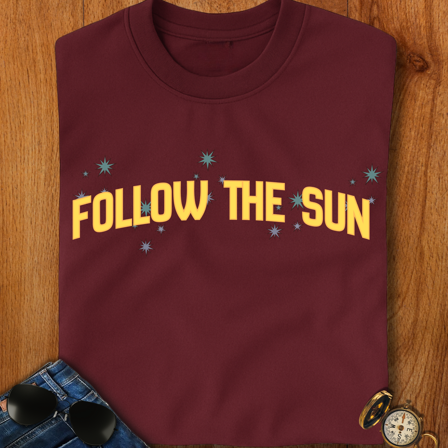 Follow the Sun Backpacking, Hiking, Camping T-Shirt
