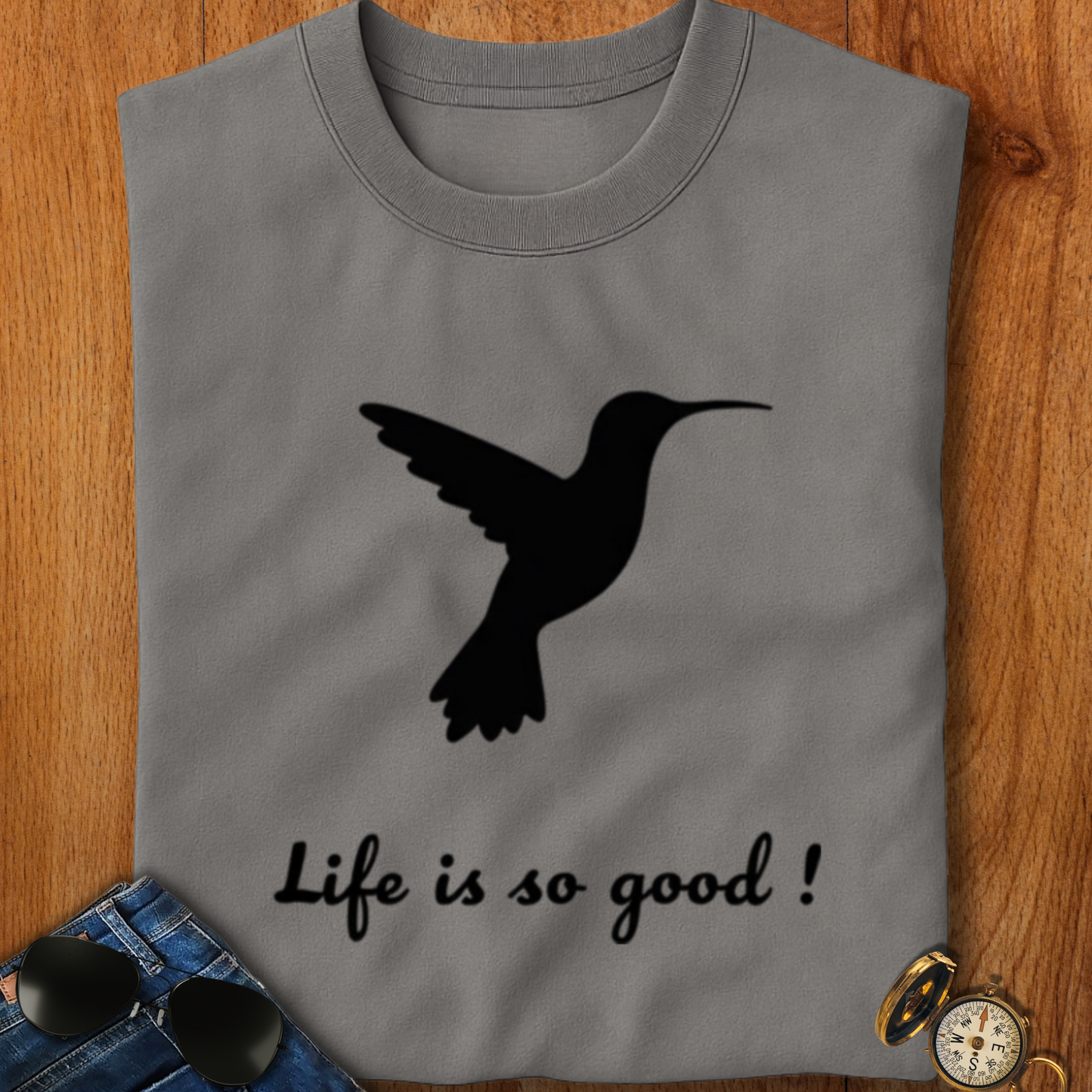 Life is Good Hummingbird Camping T-Shirt