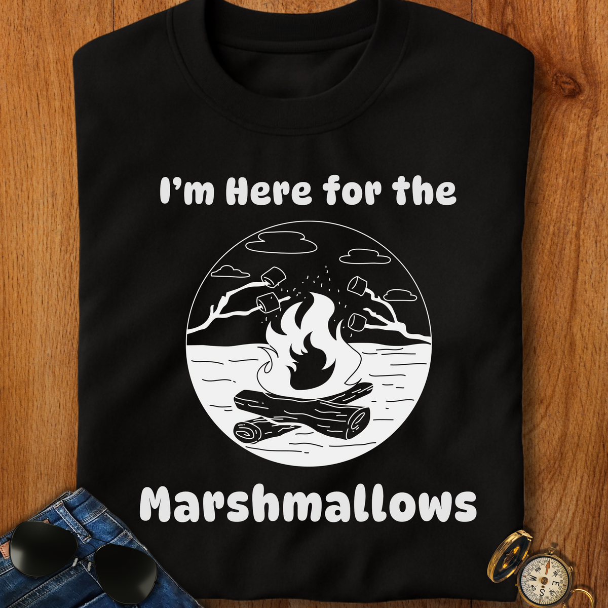 Here for the Marshmallows Camping T-Shirt