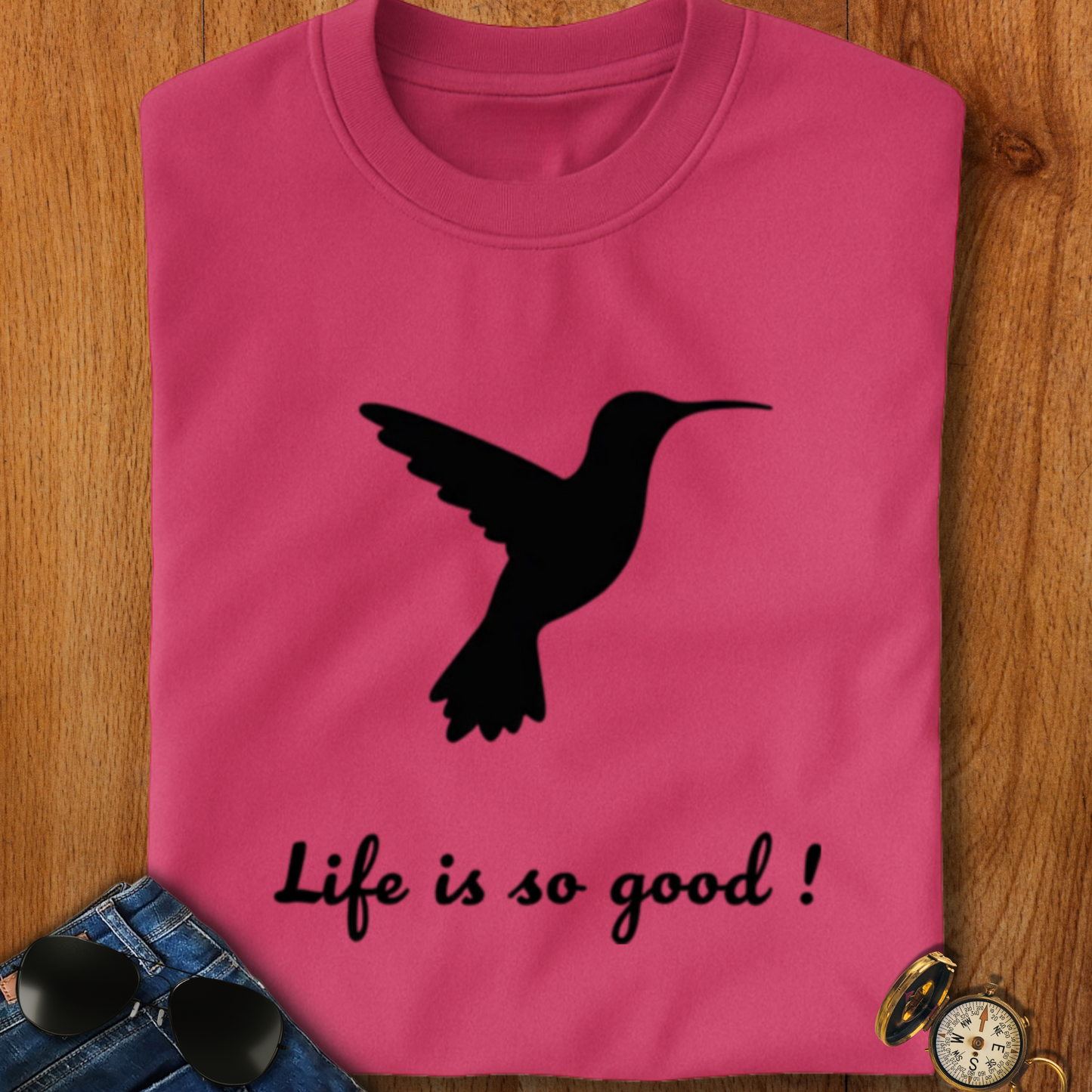 Life is Good Hummingbird Camping T-Shirt