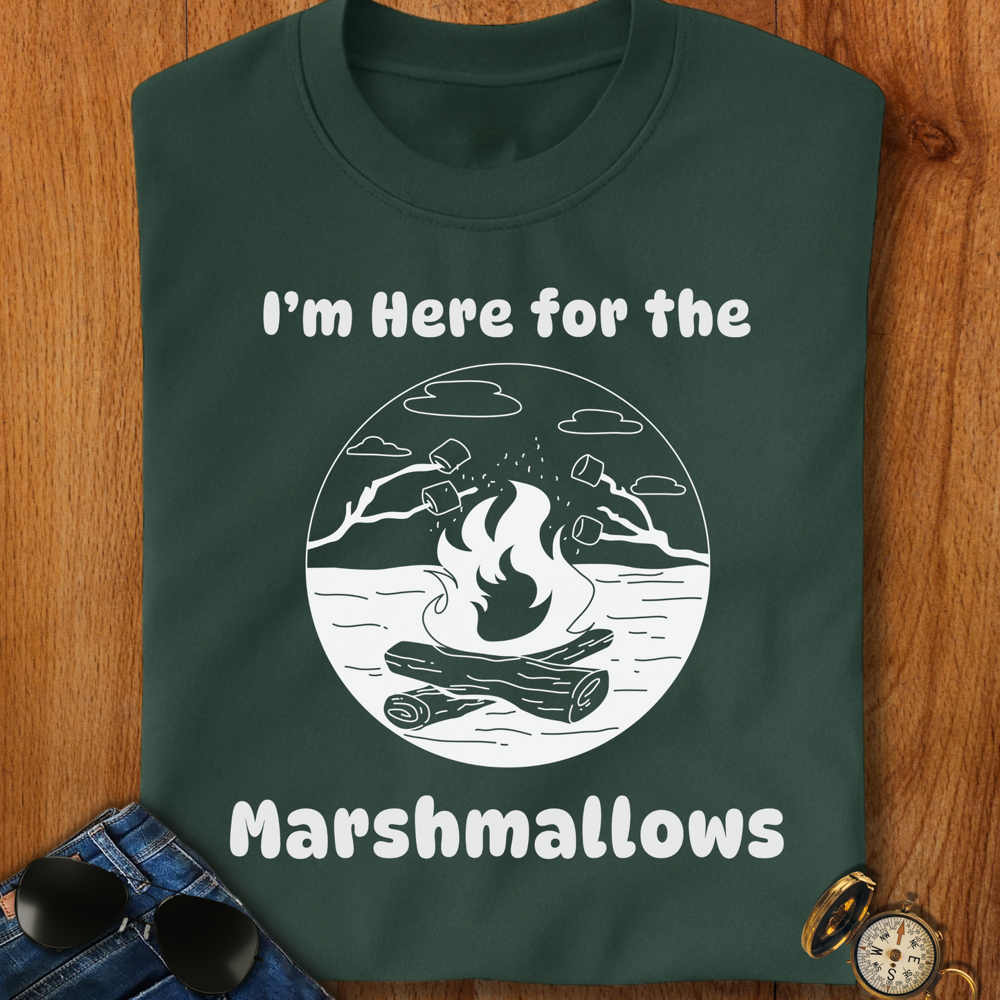 Here for the Marshmallows Camping T-Shirt