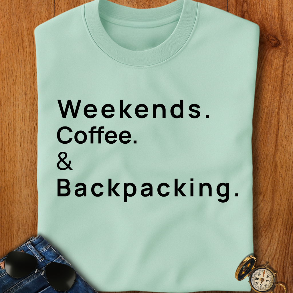 Weekends Coffee and Backpacking Camping T-Shirt