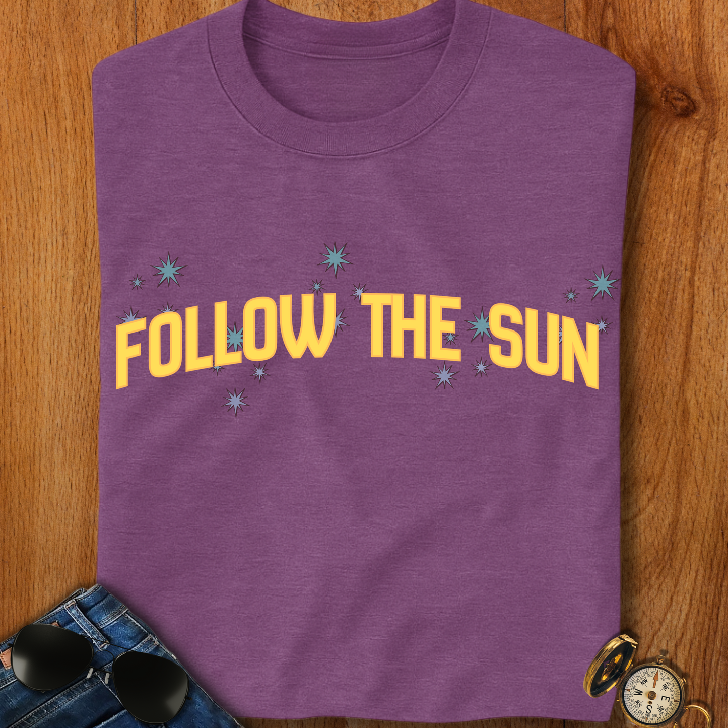 Follow the Sun Backpacking, Hiking, Camping T-Shirt