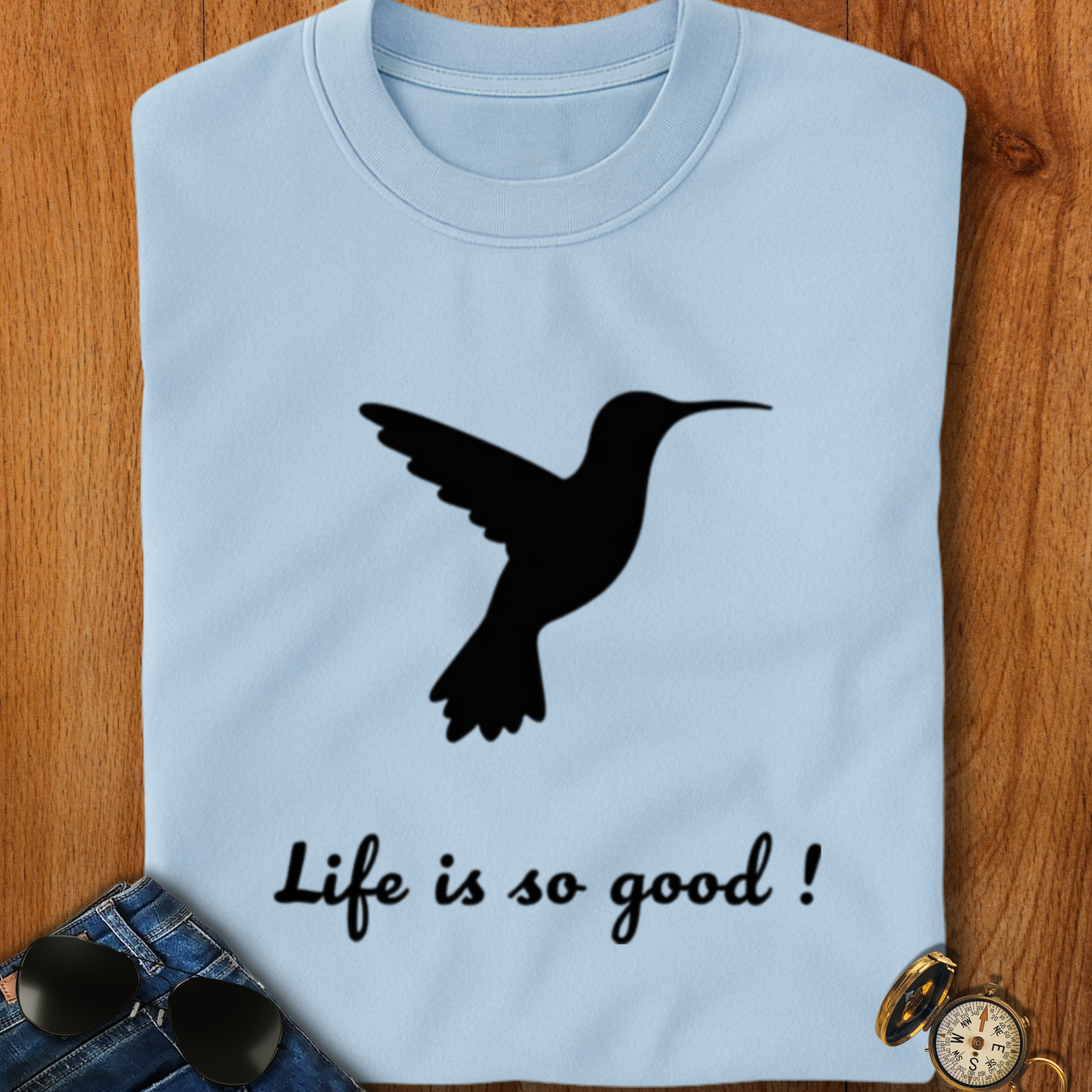 Life is Good Hummingbird Camping T-Shirt