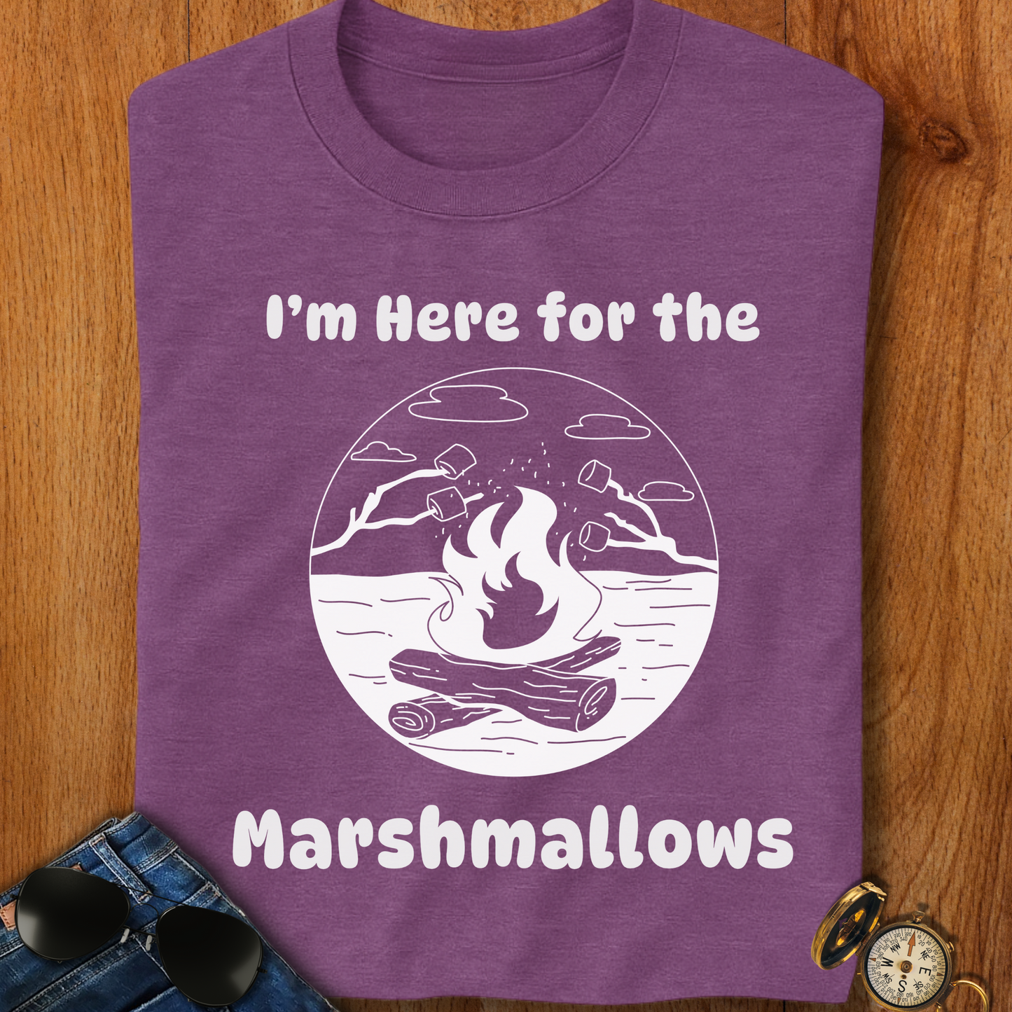 Here for the Marshmallows Camping T-Shirt