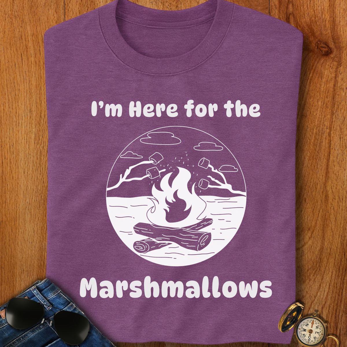 Here for the Marshmallows Camping T-Shirt