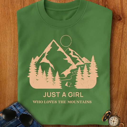 Girl Who Loves Mountains Camping T-Shirt
