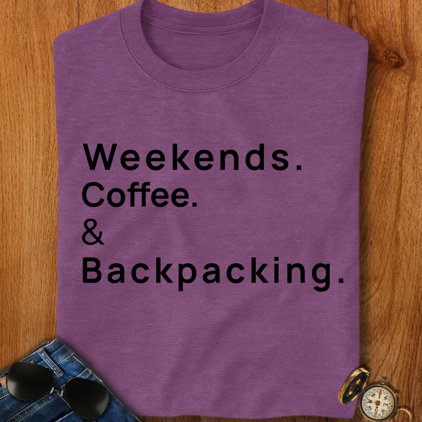 Weekends Coffee and Backpacking Camping T-Shirt