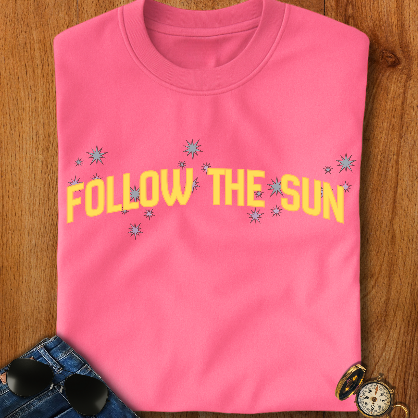 Follow the Sun Backpacking, Hiking, Camping T-Shirt