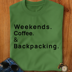 Weekends Coffee and Backpacking Camping T-Shirt