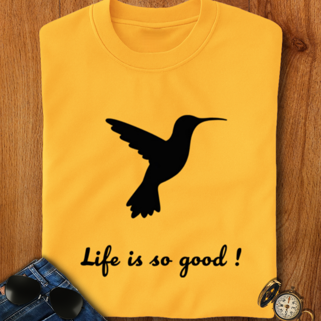 Life is Good Hummingbird Camping T-Shirt