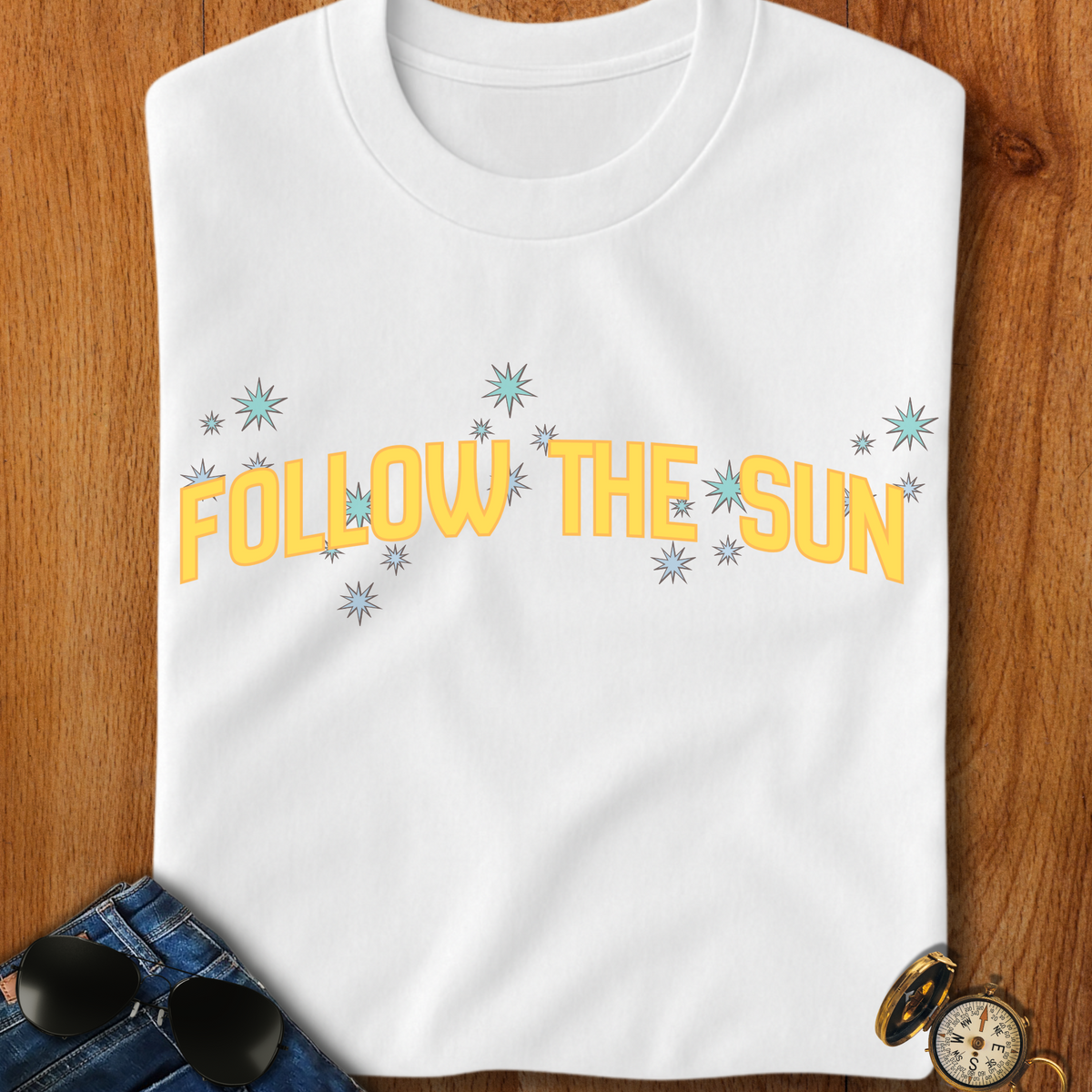 Follow the Sun Backpacking, Hiking, Camping T-Shirt