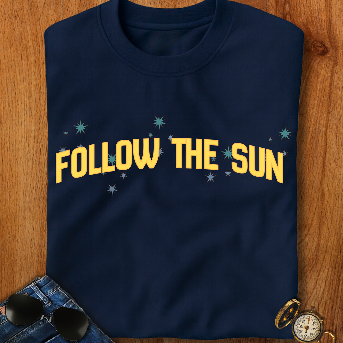 Follow the Sun Backpacking, Hiking, Camping T-Shirt